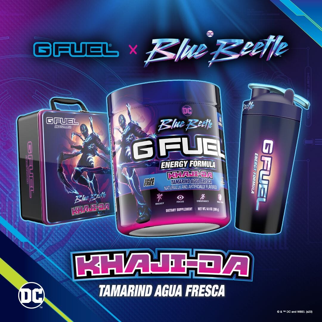 G FUEL Khaji-Da Energy Formula Collector's Box inspired by "Blue Beetle"