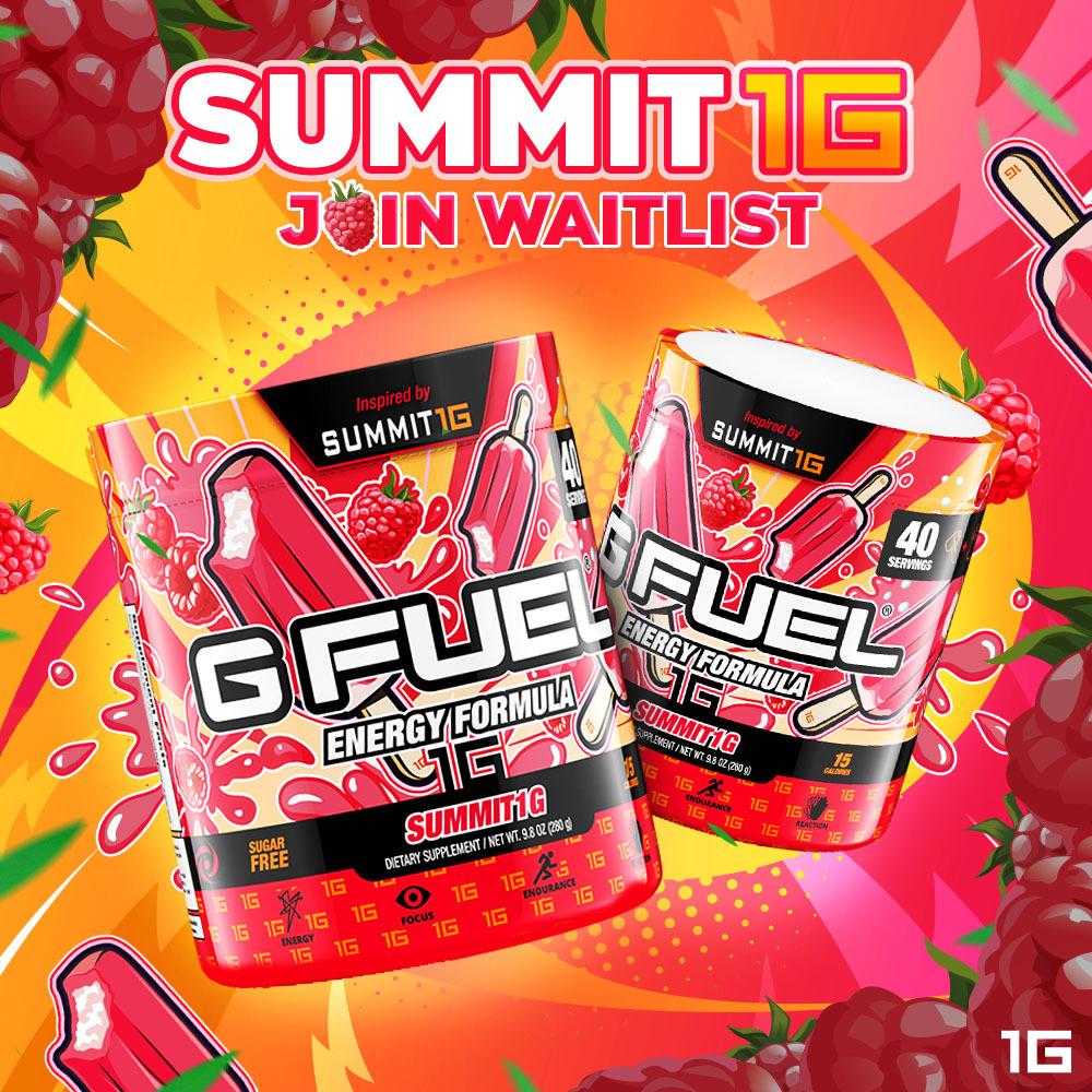 Join the waitlist for G FUEL Summit1G gamer energy drink tubs, launching on December 1, 2021, at meritpd.lol.